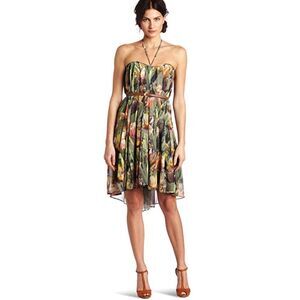 Ted Baker Green Floral Trapeze Dress Sz 4